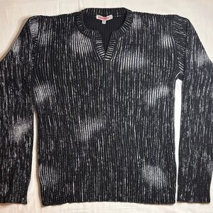 Vintage Men’s Ribbed Sweater Black Grunge Distressed Look Size XXL